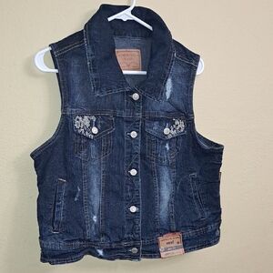 Embroidered Denim Vest Amethyst Jeans Brand Size 1x Jean